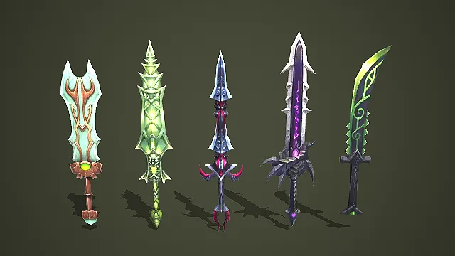 奇幻风格符文长剑武器道具模型
