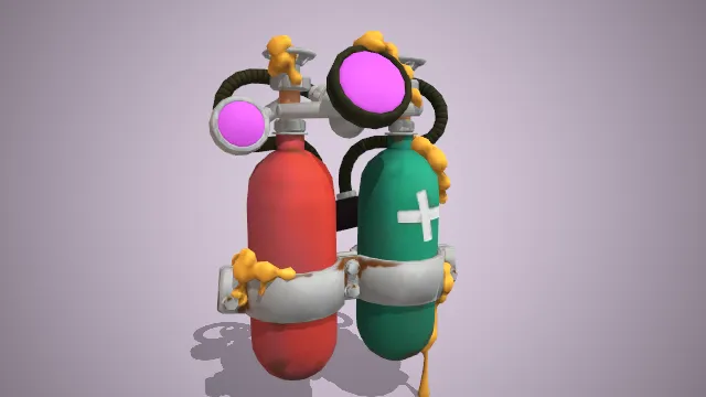 红色和绿色的两个燃气管