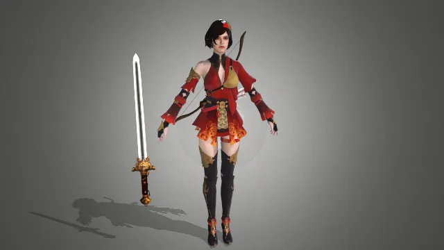 游戏模型 人物模型 红枫剑客 游戏皮肤