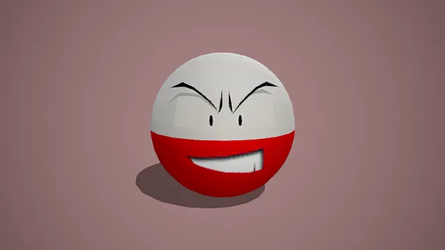 卡通风格3D红白精灵球表情模型，创意设计（卡通红白球形表情、3D模型、愤怒表情、炫酷卡通、搞怪趣味、二次元萌系）