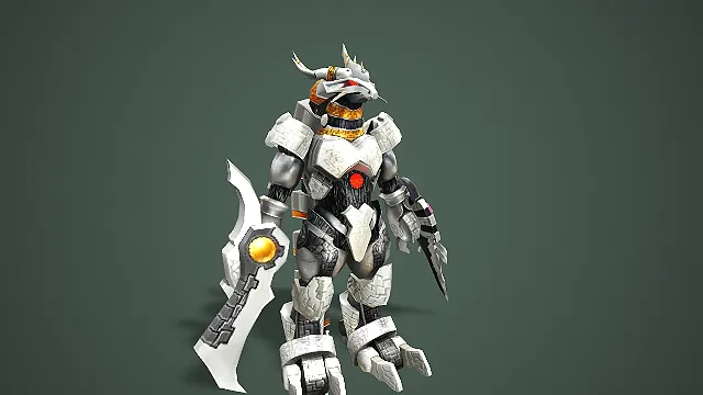 白黑配色龙形机甲战士游戏 BOSS 角色模型
