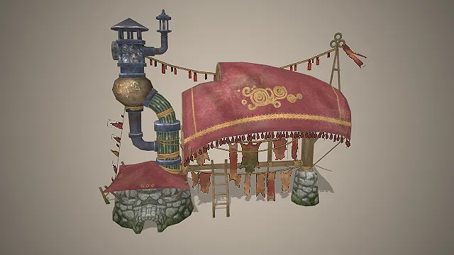 皮革工坊  帆布帐篷  做旧质感  民俗市集