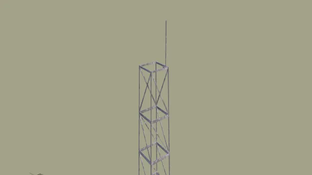 高立式桁架通信塔 3D 低多边形工业场景模型