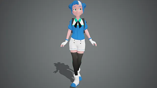 卡通风格学生形象角色模型