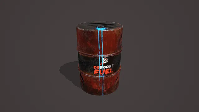 废土朋克风格危险燃料桶模型 