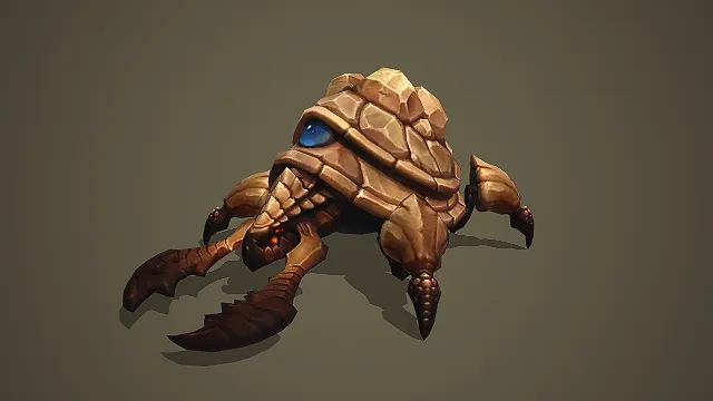 单眼甲壳爬虫怪岩石质感多足地底怪物 3D 游戏模型