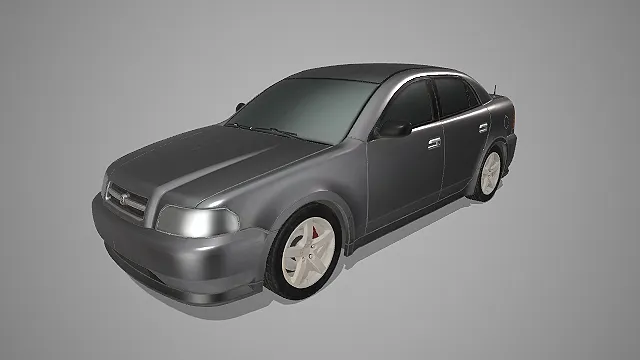 银灰色四门家用轿车 3D 模型