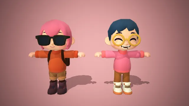 时尚伙伴：粉色头发酷女孩与眼镜男孩的潮流组合