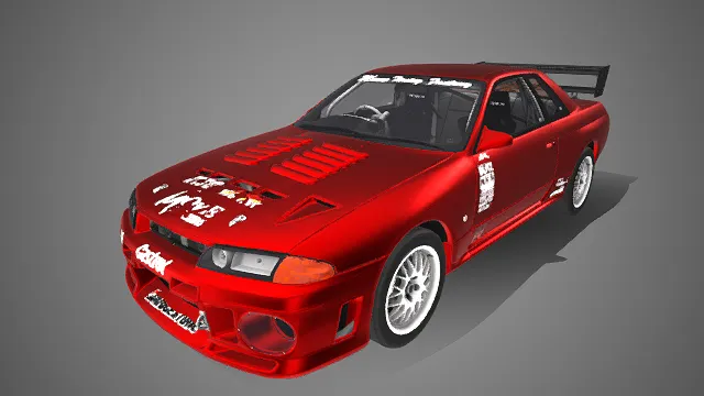 黑色大尾翼  跑车  性能赛车  红色涂装  大尺寸进气口  银白多辐轮毂