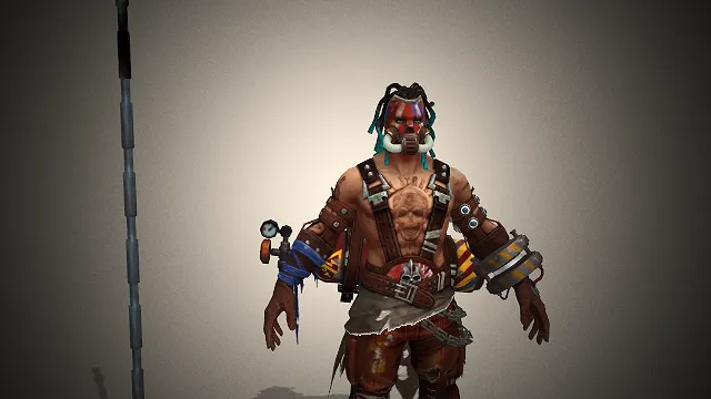 彩绘面具  3D 男性角色  长柄改造武器  机械改造装置