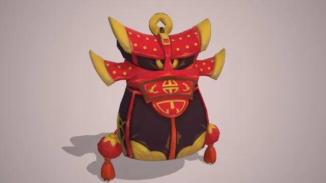 红色背包铜钱装饰