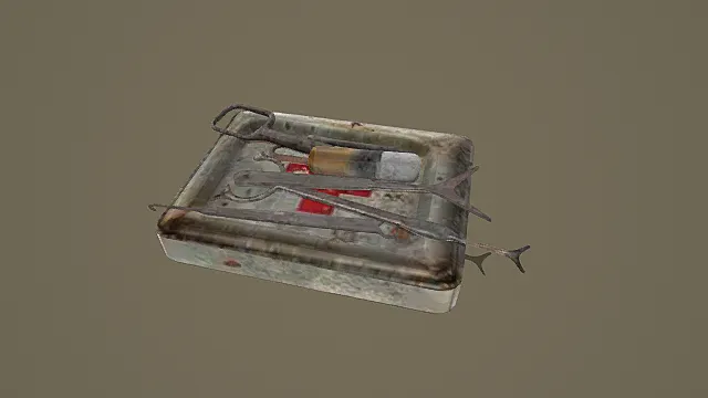 末日废墟风格锈蚀医疗工具托盘3D模型