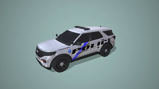 白蓝条纹福特探险者拦截者警用 SUV3D 模型