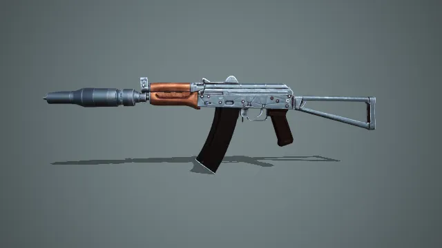 侧折叠托 AK 系短突击步枪带消音器写实枪械 3D 模型