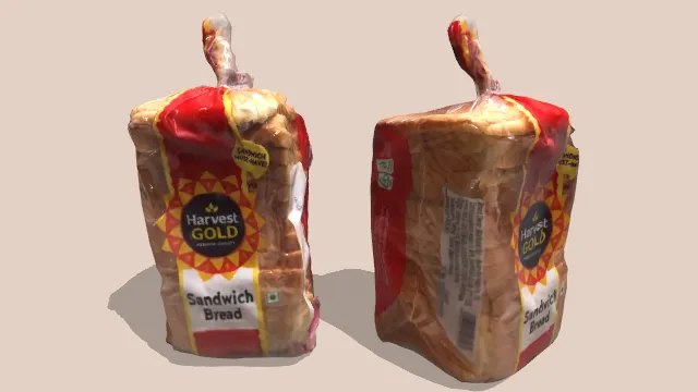 三明治面包低多边形模型食物