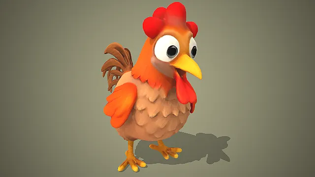卡通公鸡形象  大红鸡冠  卡通动物  休闲场景元素