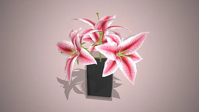 玻璃花瓶  粉色斑点百合  现代轻奢风  桌面装饰