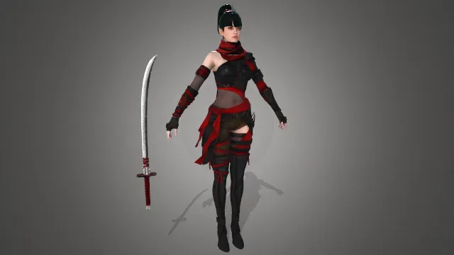 游戏模型 人物模型 红衣杀手 游戏皮肤