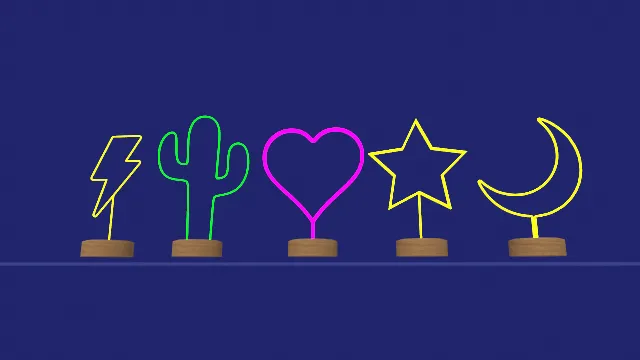 可爱夜灯套装不同形状摆件