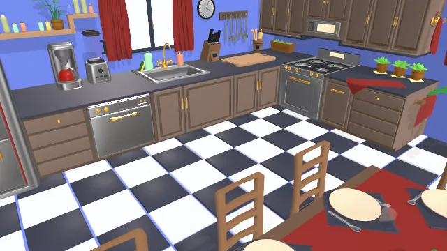 温馨极简主义厨房房间内饰桌椅