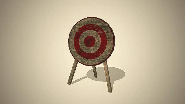 一款写实风格的，还原射箭训练场景的中世纪复古箭靶3D模型