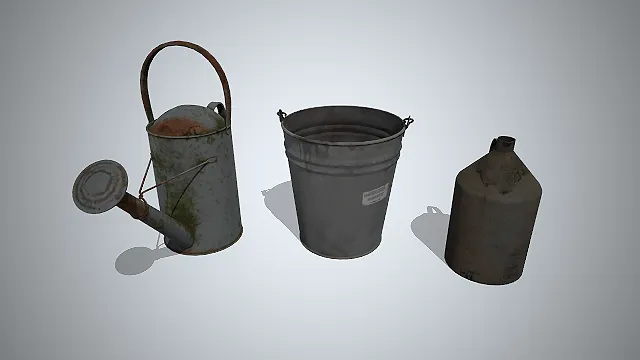 铁皮水桶  农用器具  老旧做旧  户外生存容器