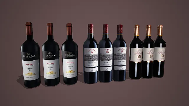 多款式写实红酒瓶套装 3D 模型