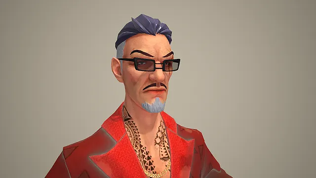 卡通风格黑帮大佬男性角色 3D 模型 含雪茄道具