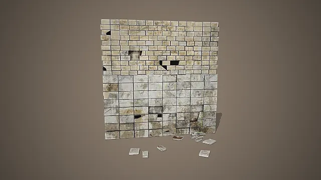 破损墙面  碎裂瓷砖  做旧纹理  场景搭建