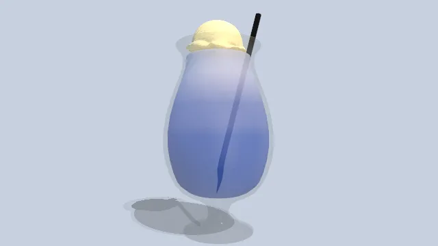 玻璃瓶装的汽水饮料装有冰淇淋球