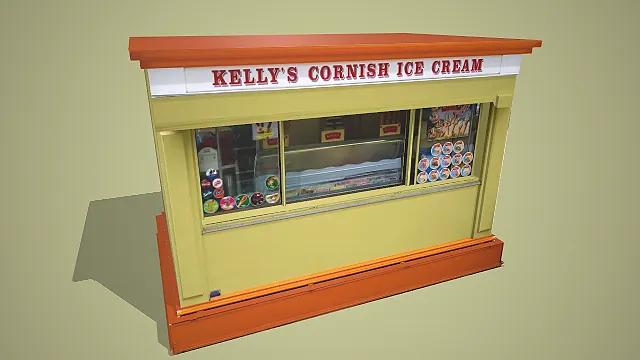 英式康沃尔冰淇淋售卖亭商业摊位场景装饰模型