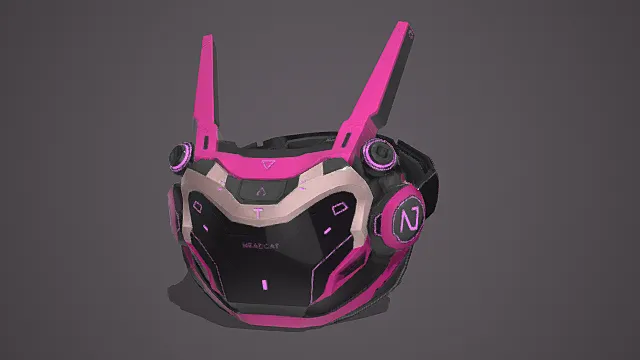 赛博朋克风格荧光机甲头盔模型