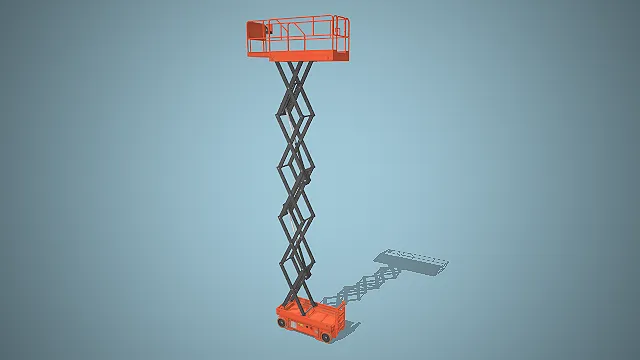 升降平台   高空作业设备模型  建筑维护设备  防护作业平台