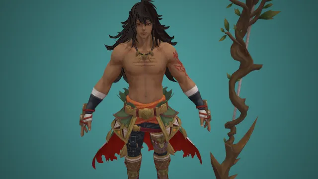 部落风格 黑发 树枝状武器 装饰性服饰