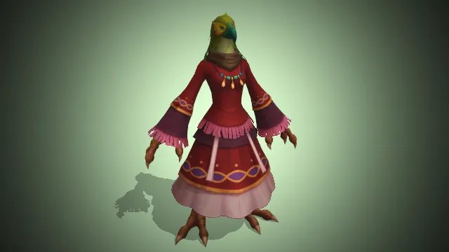 翠羽鸟首  红纹流苏华服  部落野兽  鸟首人身