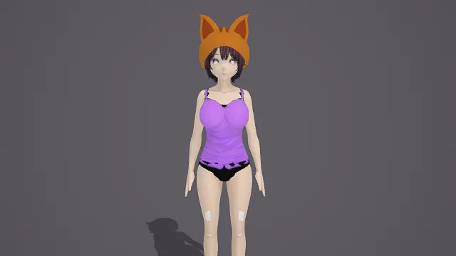 3D卡通风格少女角色模型，创意设计（3D角色、卡通风格、活泼可爱，二次元主题，卡通元素）