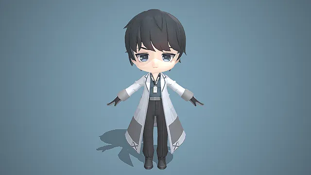 二次元角色  黑短发  科研风白大褂  职场风