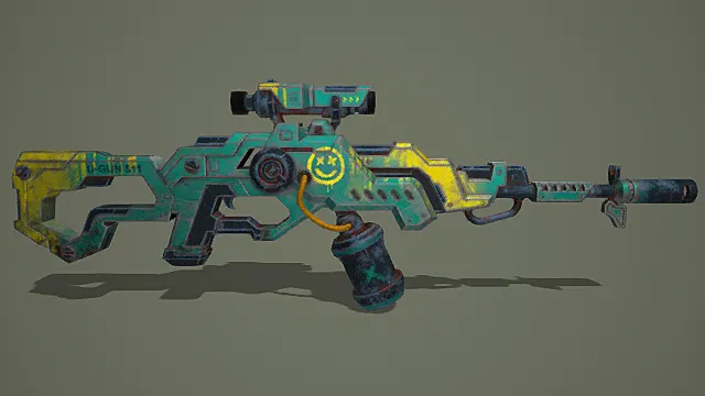 废土荒诞风格笑脸涂装战术步枪武器3D模型