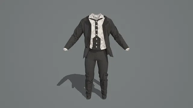 经典干练设计风格侦探套装3D服装模型