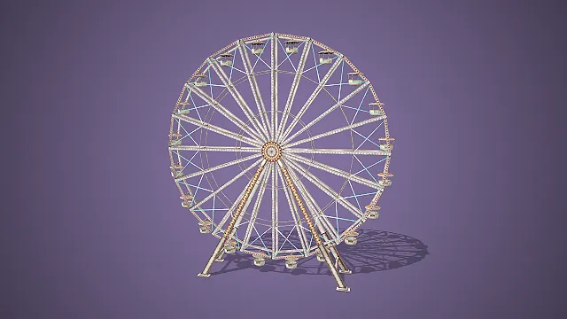 一款游戏场景中的复古摩天轮的3D模型