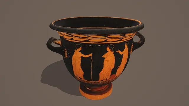 古希腊红绘双耳陶杯3D模型