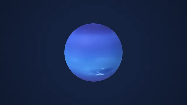 渐变蓝调带大气纹理的高写实海王星天体 3D 场景模型