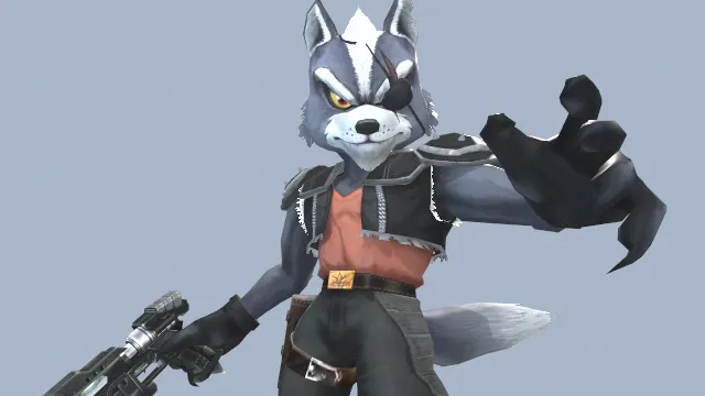 卡通风格化海盗狼拟人角色枪武器