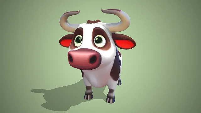 卡通奶牛形象  牧场动物  黑白配色  大角造型