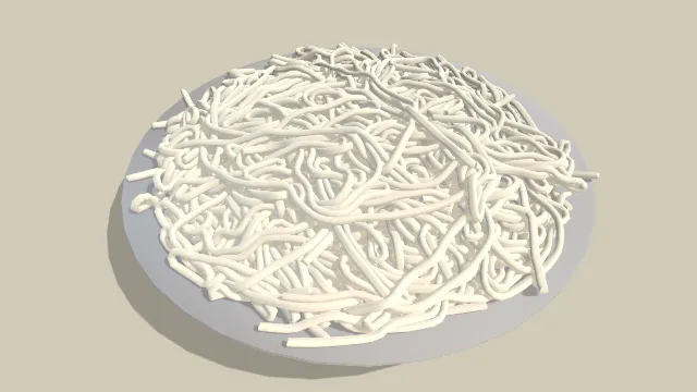 装满面条食品的一个白瓷碗