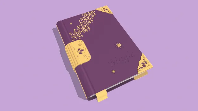 魔法书紫色金属包边书本