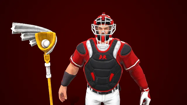 游戏男角色  棒球捕手  运动战将  趣味武器  运动元素  红白护具  战士