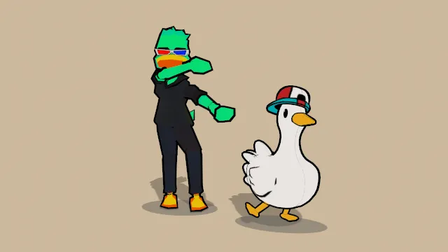 卡通风格沙巴鸭人物角色跳舞