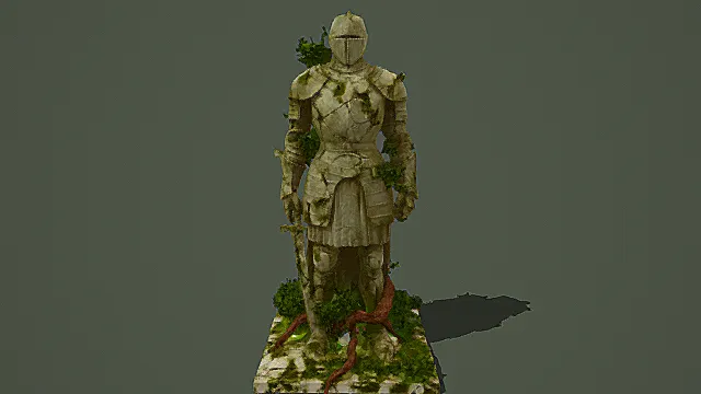 复古奇幻风苔藓骑士雕像3D模型