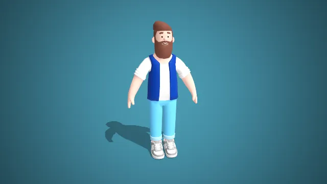 休闲风格卡通男士：蓝色背心与牛仔裤搭配